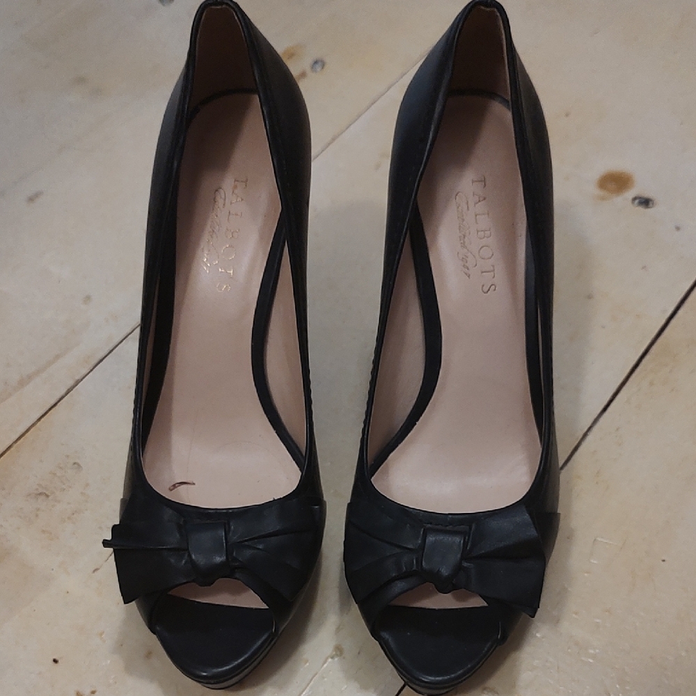 Talbots Black Peep-Toe Heels Elegant Design